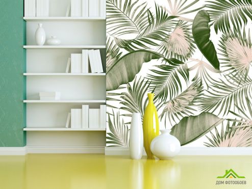 выбрать Фотообои Пальмовые листья и банан Фотообои Фотообои Тропические листья: квадратная ориентация на стену
