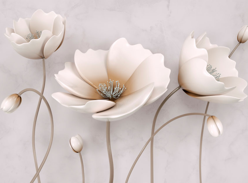 выбрать Фотообои Стереоскопические бежевые цветы Фотообои 3Д на стену