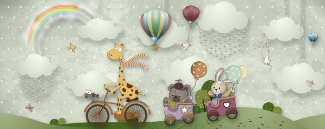 Фотообои Жирафик на велосипеде