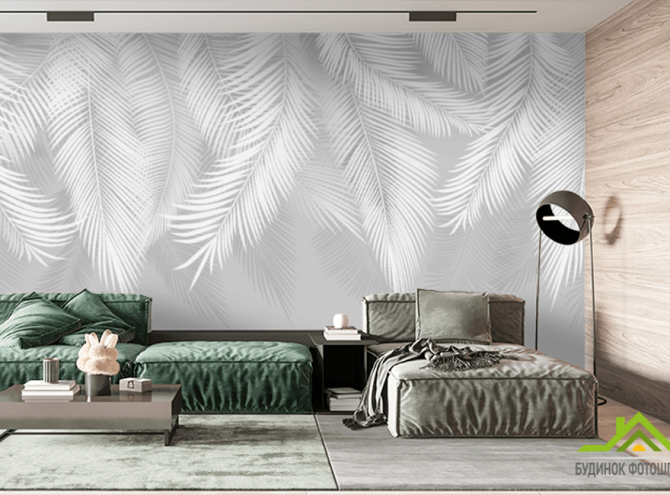 выбрать Фотошпалери листя в сірих відтінках Каталог фотошпалер на стіну
