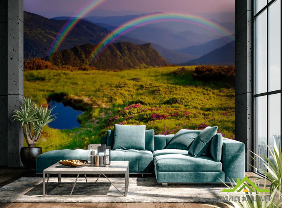 выбрать Фотообои Цветное поле, радуга Каталог фотообоев на стену