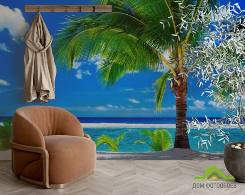 выбрать Фотообои Раскидистая пальма Фотообои Фотообои Море: фото, горизонталная, горизонтальная  на стену