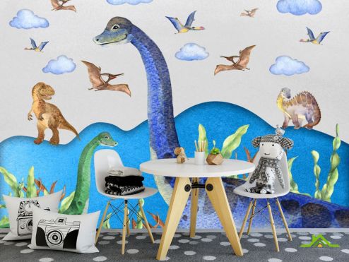 выбрать Фотообои Динозавры Фотообои Фотообои в детскую: горизонталная, горизонтальная ориентация на стену