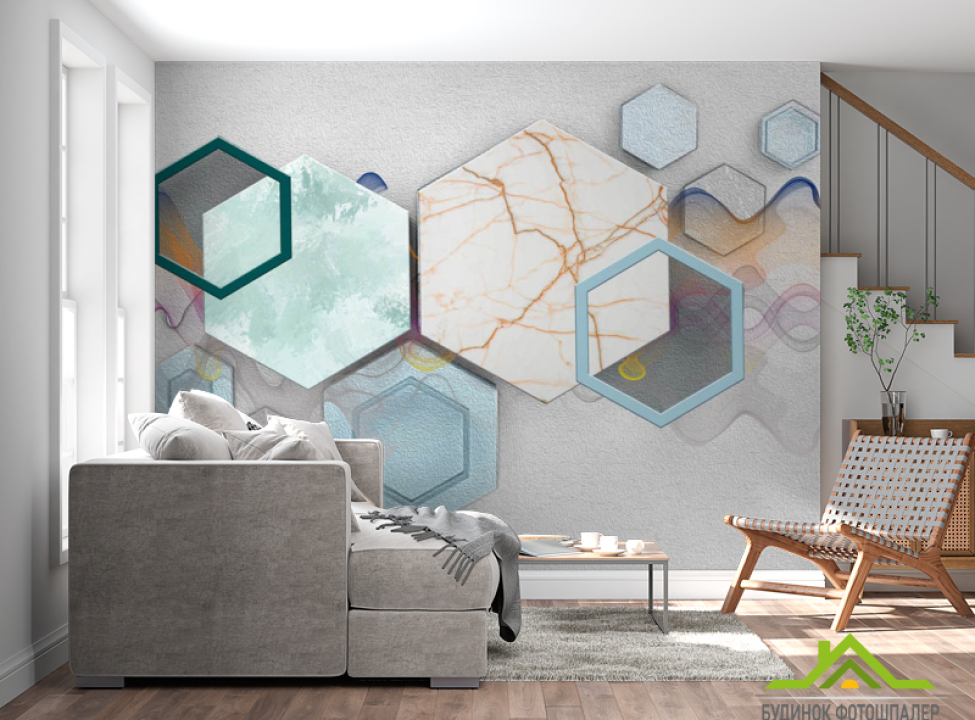 выбрать Фотошпалери шестикутники 3d Каталог фотошпалер на стіну