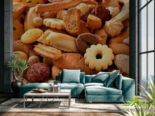 выбрать Фотообои Печенье Фотообои Фотообои Еда и напитки: горизонталная, горизонтальная, желтый ориентация на стену