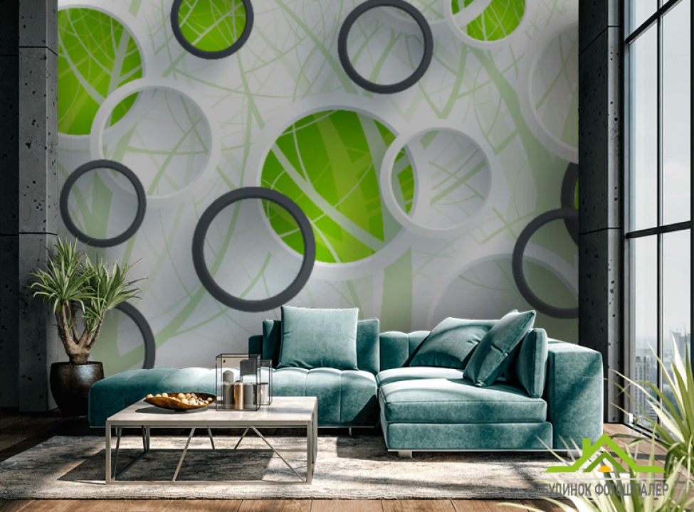 выбрать Фотообои Зеленые круги и дерево Каталог фотообоев на стену