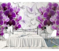 Фотообои Фиолетовые 3д орхидеи