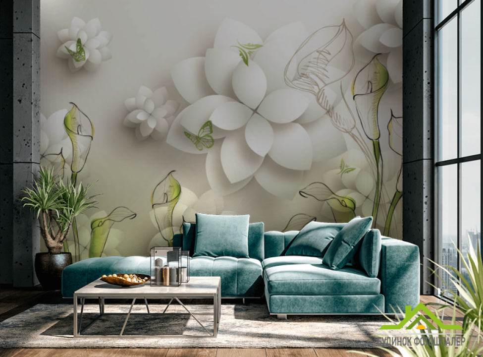 выбрать Фотошпалери 3Д квіти кали Каталог фотошпалер на стіну