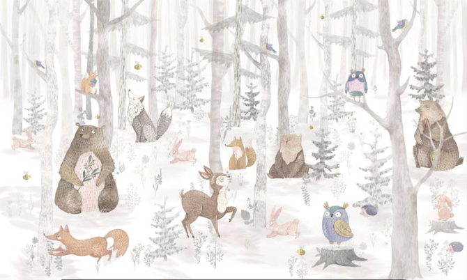 Фотошпалери Тварини в лісі мінімалістичні