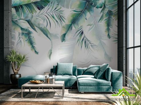 выбрать Фотообои Тропические листья с потолка  на стену