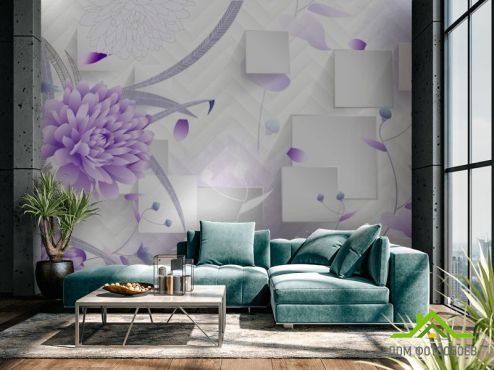 выбрать Фотообои Фиолетовые цветы 3д Фотообои 3D фотообои: горизонталная, горизонтальная ориентация на стену