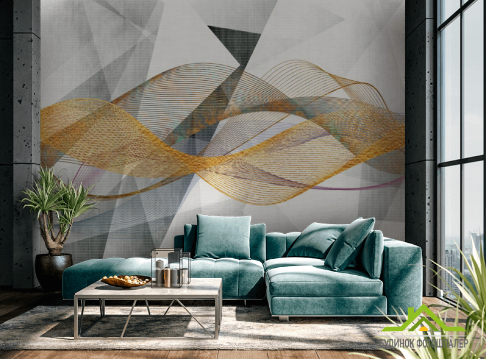 выбрать Фотошпалери золоті лінії на геометрії Каталог фотошпалер на стіну