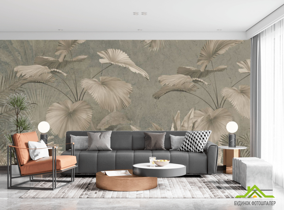 выбрать Фотошпалери Тропічні листя в коричневому кольорі Каталог фотошпалер на стіну