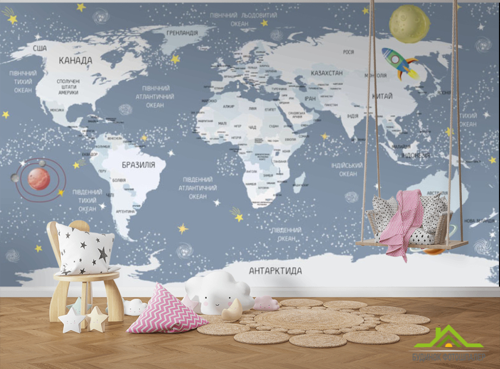 выбрать Фотошпалери блакитна карта дитяча українською мовою Каталог фотошпалер на стіну