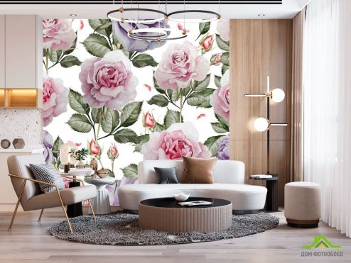 выбрать Фотообои Паттерн из роз Фотообои Цветы на стену