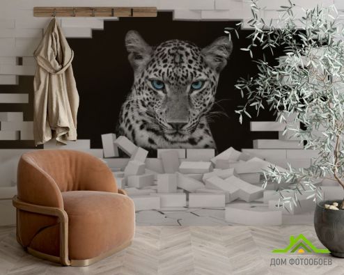 выбрать 3д фотообои Леопард Фотообои, цвет: «горизонталная, горизонтальная» на стену