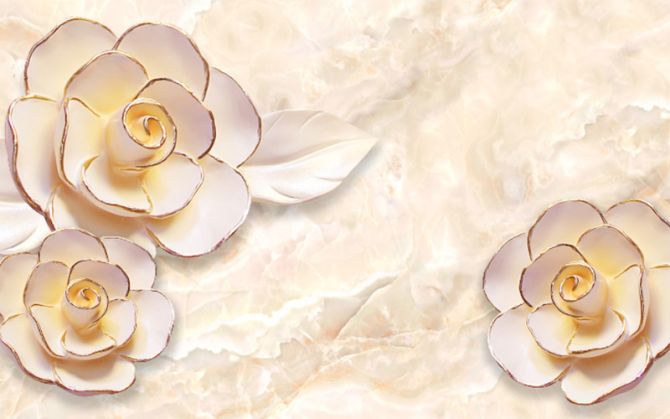 Фотообои Керамические 3d цветы