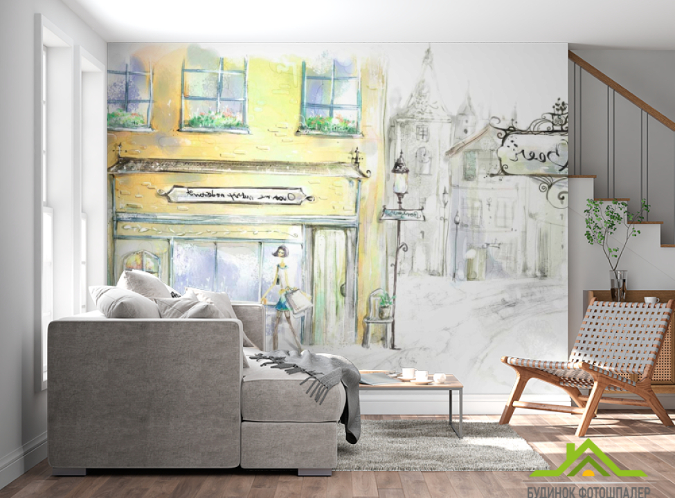 выбрать Фотообои Дама с собачкой Фотообои Иллюстрации на стену