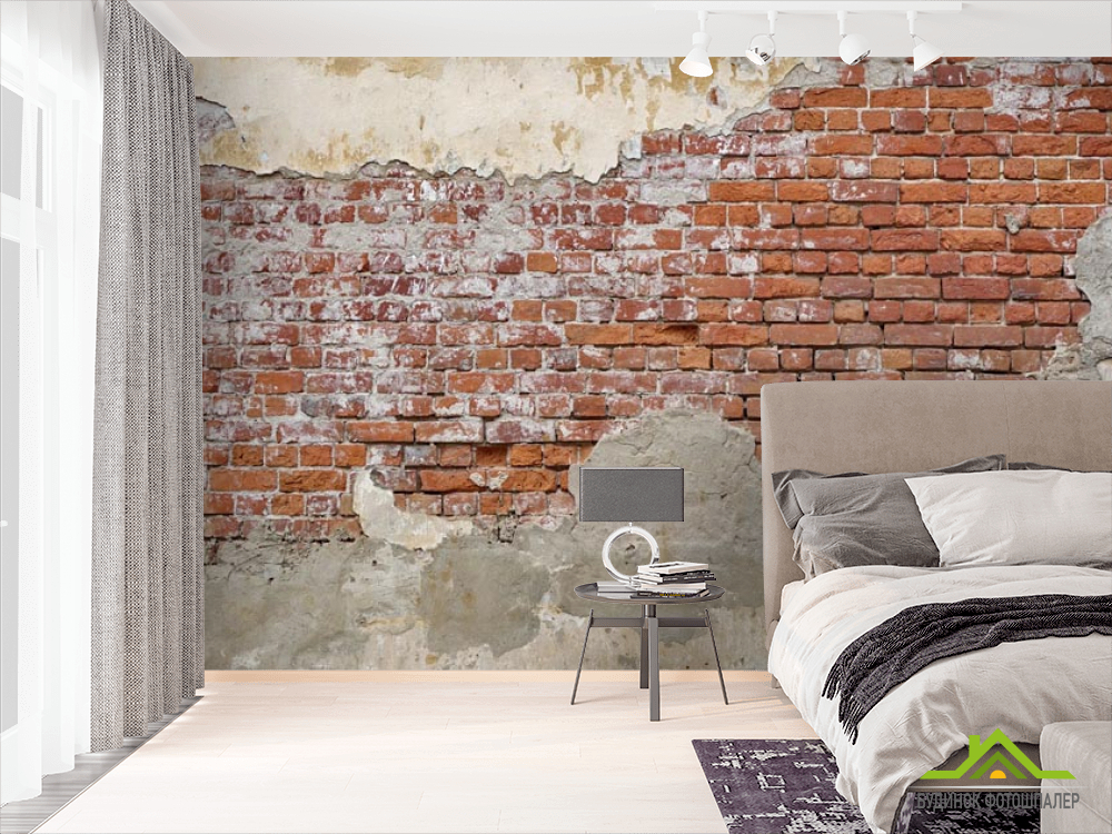 Фотообои Оранжевый кирпич и штукатурка