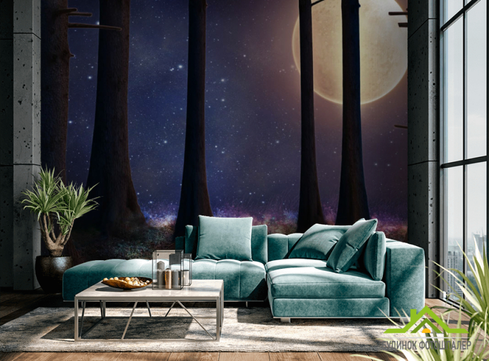 выбрать Фотошпалери місяць в лісі Каталог фотошпалер на стіну