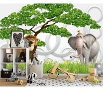Фотообои Слон и лев 3д