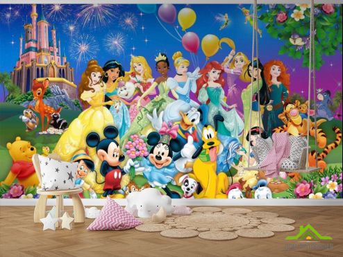 выбрать Фотообои Все принцессы у замка Фотообои, цвет: «» на стену