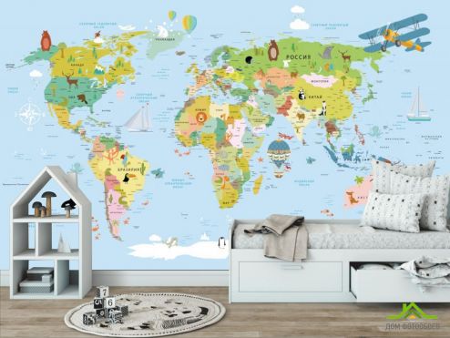 выбрать Фотообои карта мира Фотообои в детскую на стену