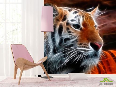 выбрать Фотообои Огненный тигр Фотообои Фотообои Животные: рисунок  на стену
