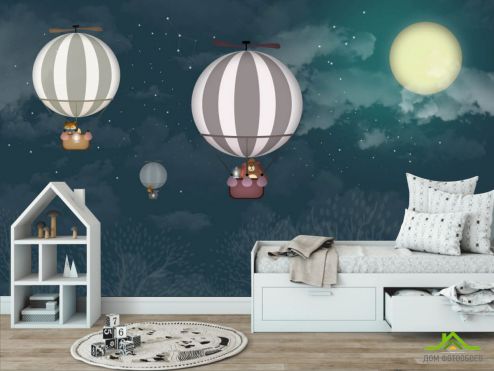 выбрать Фотообои Воздушные шары в ночном небе Фотообои Little kids на стену