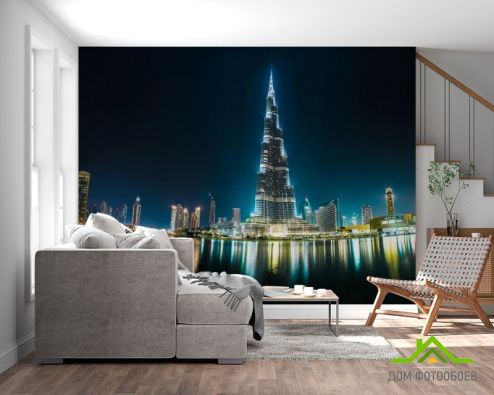 выбрать Фотообои Дубаи ночью Фотообои Фотообои Города: горизонталная, горизонтальная ориентация на стену