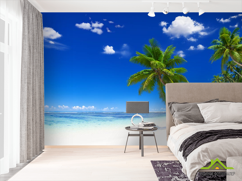 Фотошпалери Пальми, море і пісок білий