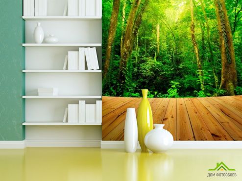 выбрать Фотообои Доски, лес Зеленые фотообои на стену