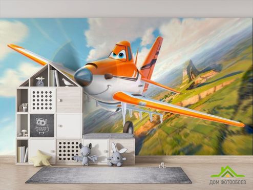 выбрать Фотообои Самолет задорный Фотообои Фотообои в детскую: горизонталная, горизонтальная ориентация на стену