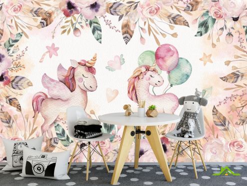 выбрать Фотообои Розовые пони Фотообои, цвет: «горизонталная, горизонтальная» на стену