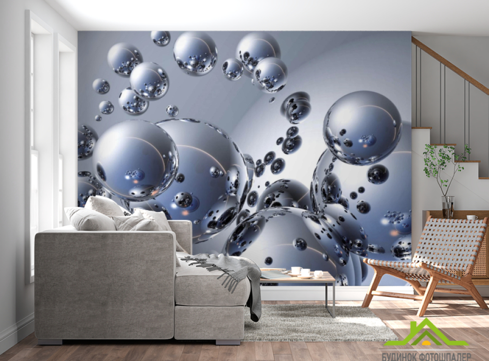 выбрать Фотообои Металлические шары 3д Фотообои 3Д на стену