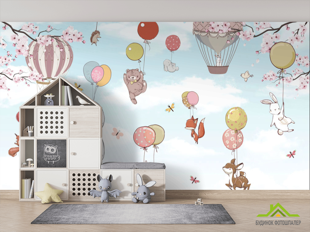 Фотообои Летящие звери на шарах