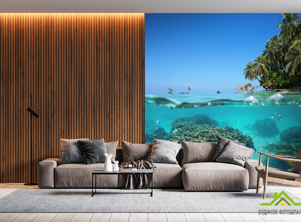 выбрать Фотообои Море, кораллы и пальмы Каталог фотообоев на стену