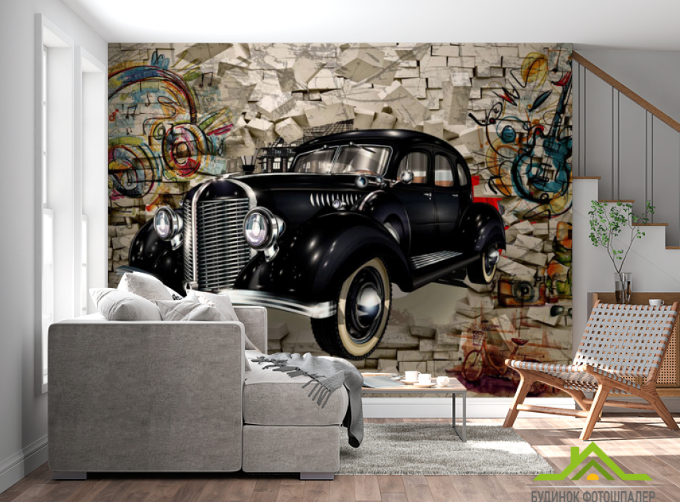 выбрать Фотошпалери Ретро машина і стіна Каталог фотошпалер на стіну