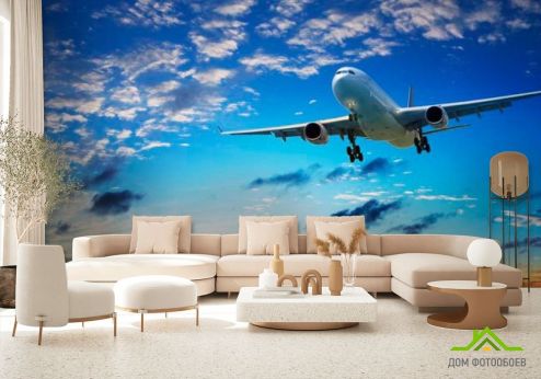выбрать Фотообои Самолет в облаках Фотообои Фотообои Транспорт: фото  на стену