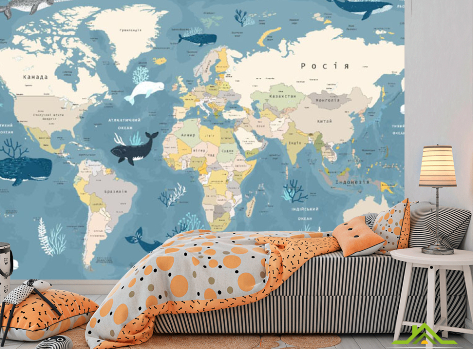 выбрать Фотошпалери Карта з тваринами Каталог фотошпалер на стіну
