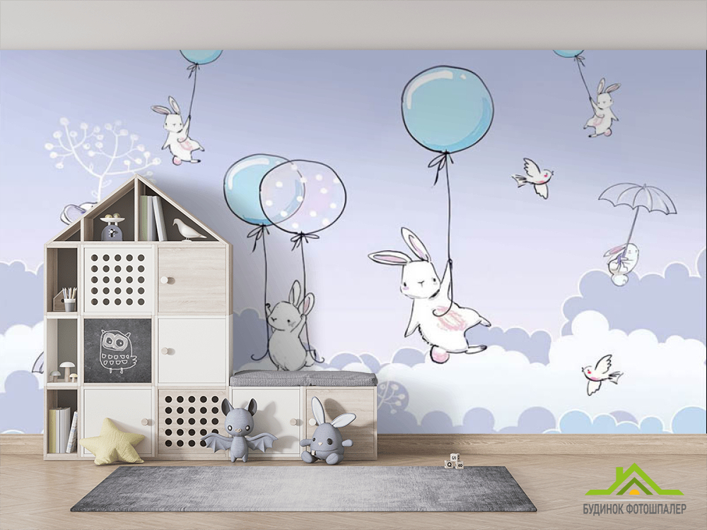 Фотообои Зайки на фмолетовом фоне