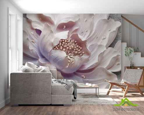 выбрать Фотообои Барельефный цветок Фотообои 3Д на стену