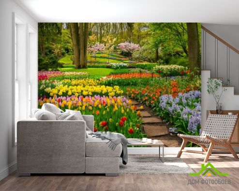 выбрать Фотообои разноцветная цветочная поляна Фотообои, цвет: «горизонталная, горизонтальная» на стену