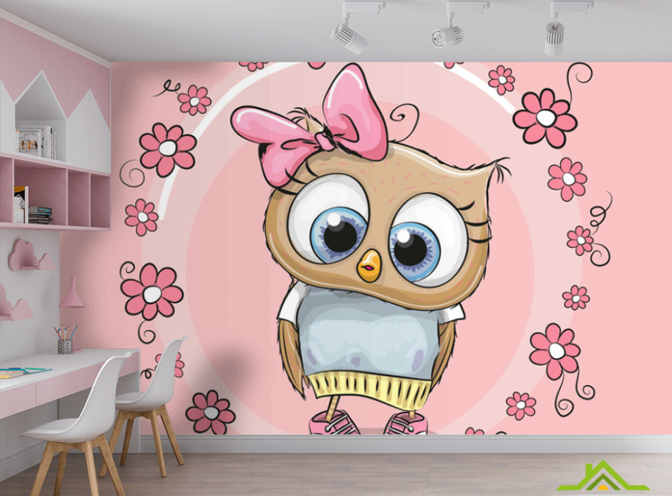 выбрать Фотообои Совушка на розовом фоне Каталог фотообоев на стену