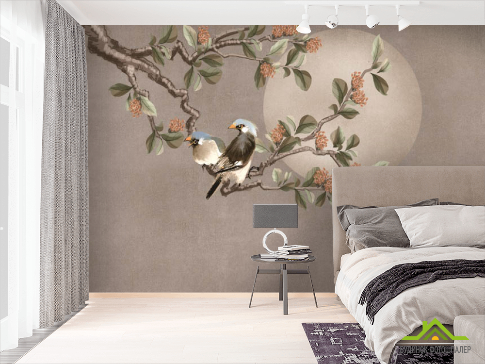 Фотообои птицы на ветке