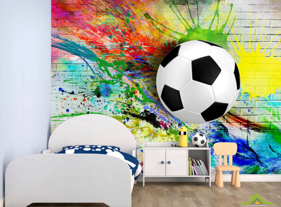 выбрать Фотошпалери М'яч і фарба на тлі стіни Каталог фотошпалер на стіну