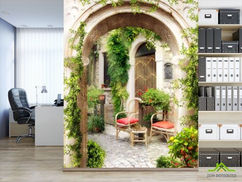 выбрать Фотообои Арка с листьями Фотообои, цвет: «вертикальная» на стену