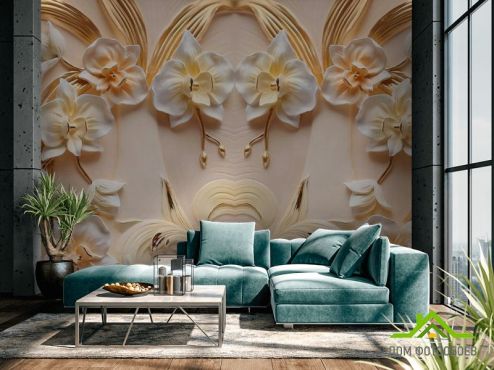 выбрать Фотошпалери Керамічні орхідеї Фотошпалери 3Д барельєф на стіну
