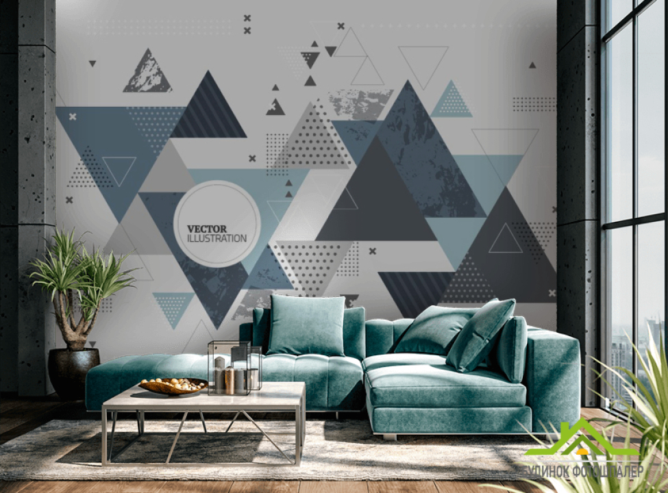 выбрать Фотошпалери різнокольорові трикутники Каталог фотошпалер на стіну