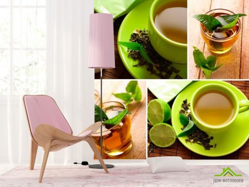 выбрать Фотообои Зелёный чай Фотообои Фотообои Еда и напитки: фото, квадратная  на стену